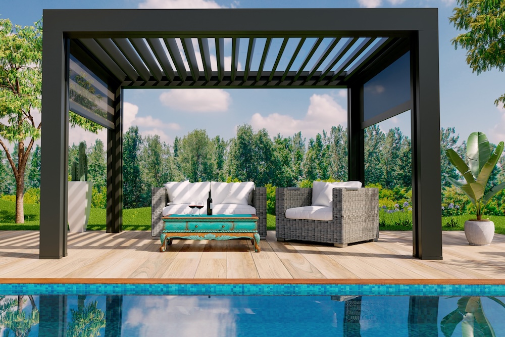 piscina con sombra